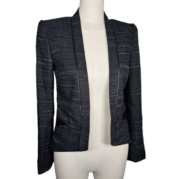 Antonio Melani Tweed Blazer Jacket Black Professional Business Women's 0 or XXS - Picture 1 of 8